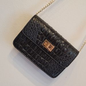 Black Croc crossbody purse